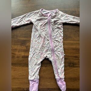 Caden Lane Pink and White Floral Kids Footie